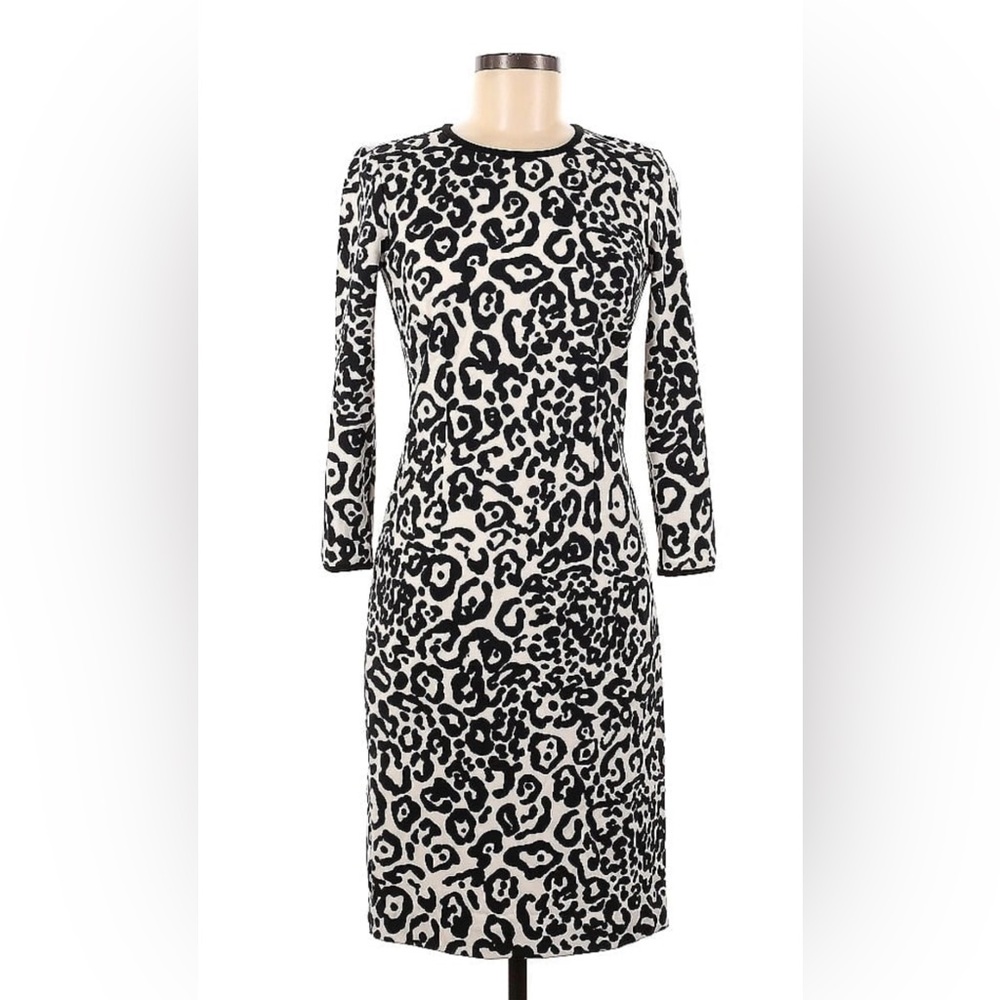 Ann Taylor Black and White Leopard Ponte Dress size 4